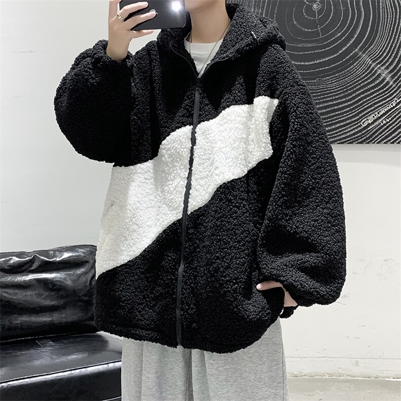 DM71-P95冬装现货港风宽松休闲羊羔毛中性情侣棉衣棉袄,男装棉衣,电商D321-1