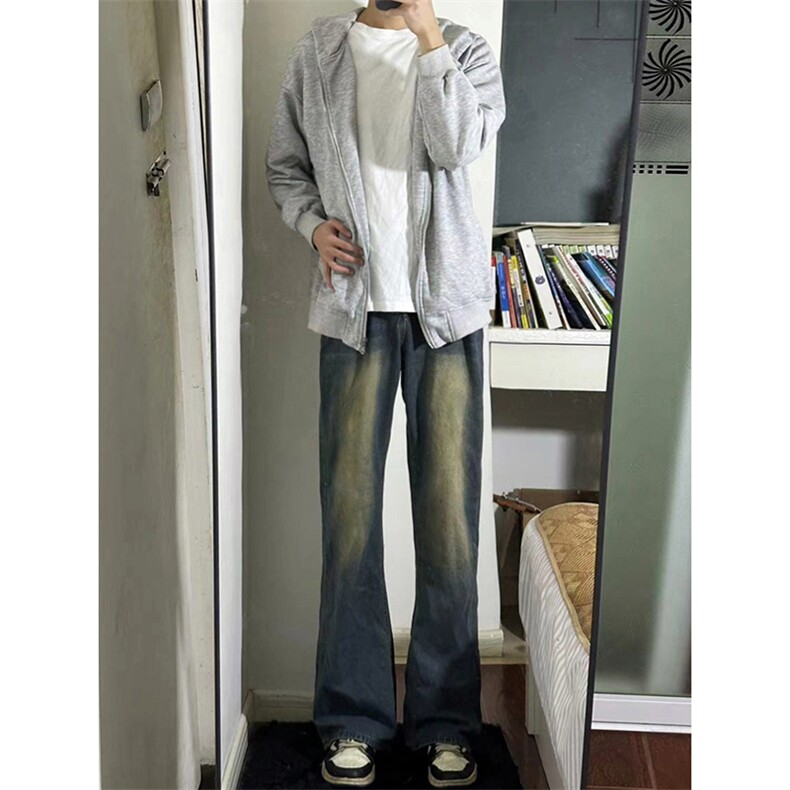 B221美式ins高街暗黑光版修身微喇牛仔裤LK23137-P55控78,男装牛仔裤,电商B221