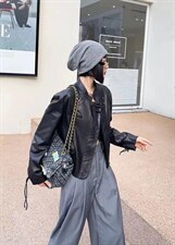 2022民族风复古盘扣设计气质皮衣外套，女装皮衣，L·H·X