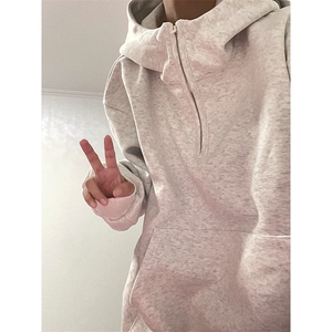 抖音得物高品质二开 25秋冬美式重磅宽松纯色连帽拉链高领卫衣W65图片