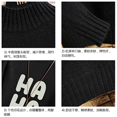 半高领毛衣男士大码针织衫男毛线衣男网格M18346-P45加绒款-P65，男装针织衫/毛衣，电商A040A