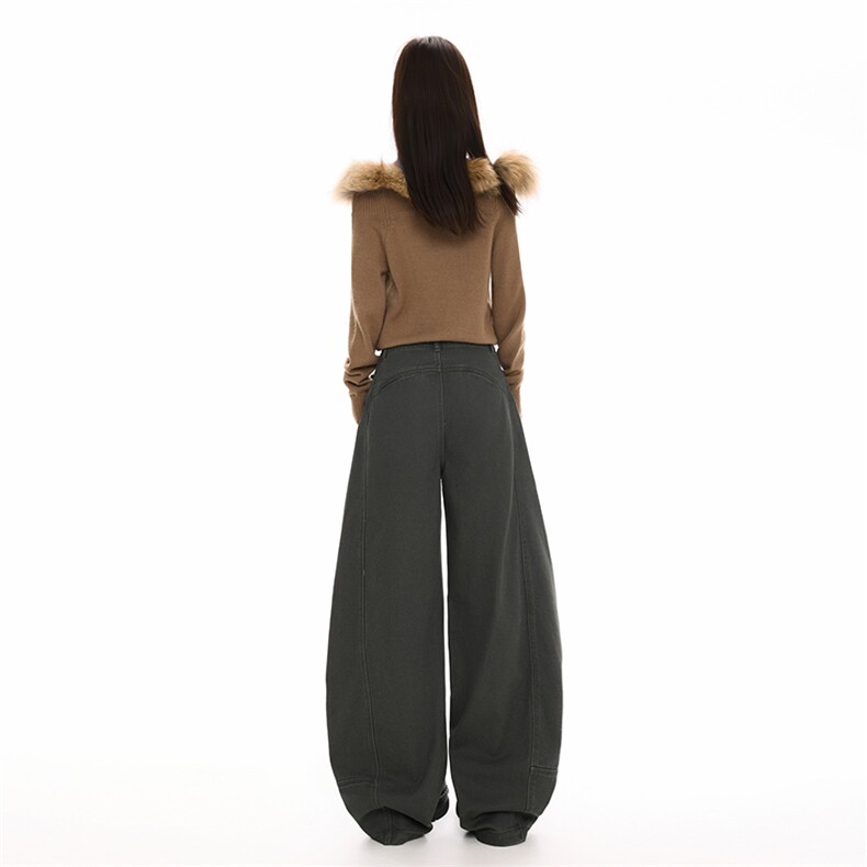 原创美式复古弧形牛仔裤男女春季新款宽松休闲阔腿长裤YD9083-P80,男装牛仔裤,星座509