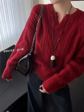 2025年秋季套头时尚百搭通勤简约休闲小V领套衫，女装羊毛衫，晨旭羊绒