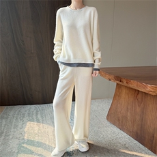 2025年秋冬季时尚百搭通勤简约休闲灰白套装，女装套装/套裙，美雪羊绒