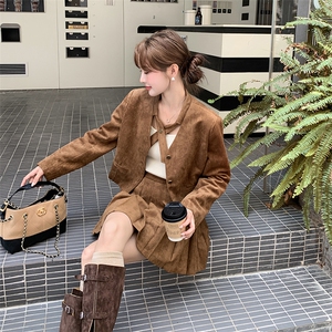 25新款美拉德鹿皮小香风+百褶裙3312-P195-K278图片