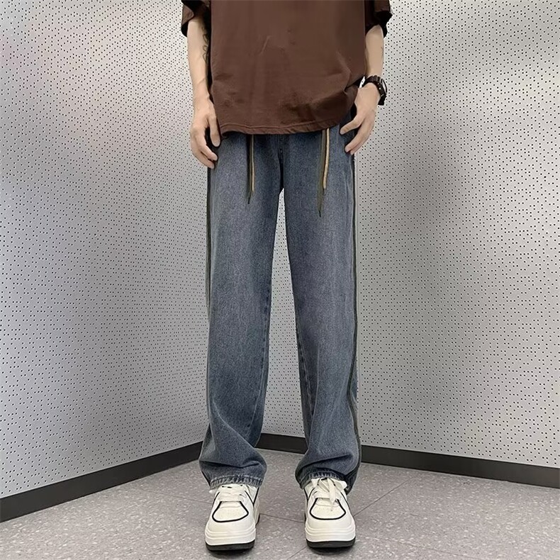 美式高街复古牛仔裤男夏季小众设计感宽松直筒痞帅裤子N07196-P42,男装牛仔裤,星座308B-1