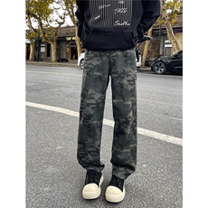 迷彩工装裤加长版高个子牛仔裤男188cm115直筒拖地阔腿裤KZ029P60，男装牛仔裤，电商B312