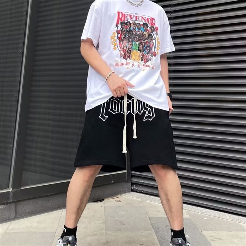 夏季新款美式短裤男潮牌薄款设计感小众宽松大码运动休闲五分裤子图片