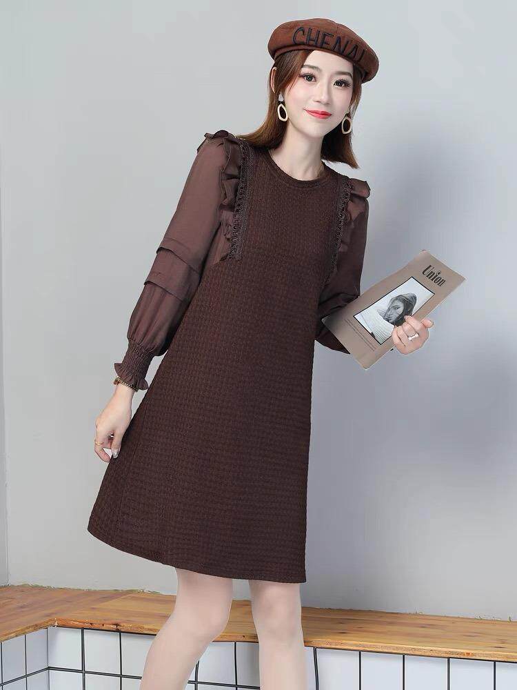 韩版拼接连衣裙，女装连衣裙，红利秀雅