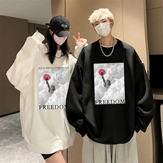 华夫格卫衣圆领卫衣男大码长袖t恤男外套HW76326-P30加绒款-P40，男装卫衣，电商A040