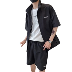 社会风纯色刺绣宽松两件套装B297-7727-P105控148，男装休闲套装，电商B297