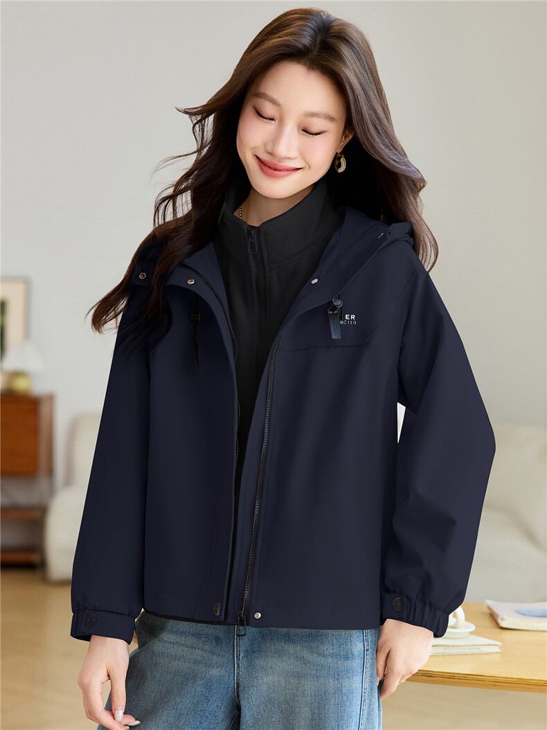 2026年春季派克服可拆卸两件套摇粒绒内胆外套冲锋衣,女装派克服,简韵佳