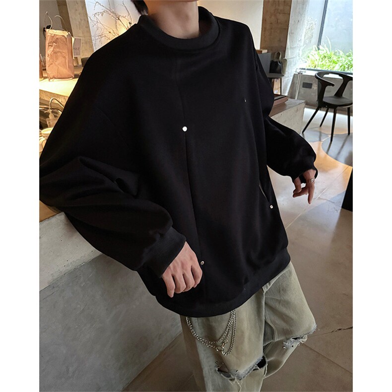 WY10152-特P45控78小众撞色拼接破缝假两件大码男大码情侣卫衣,男装卫衣,电商A059