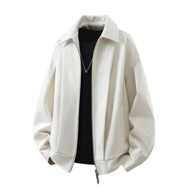 仿鳄鱼皮美式粉色M-5XL大码面层：PU皮夹克男JK78118P95控158，男装夹克，星座227-7