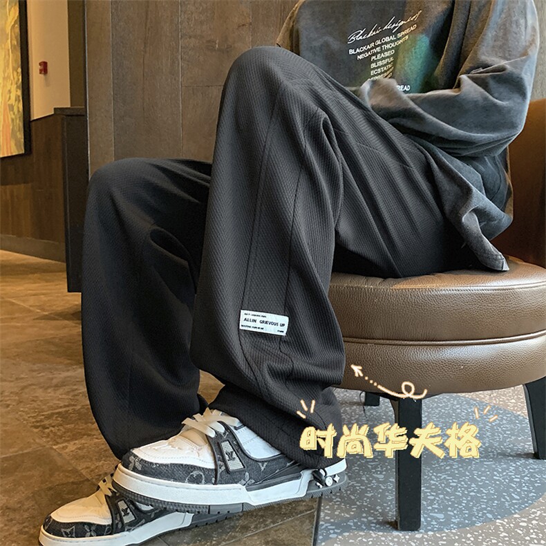 重磅卫裤男士春秋季新款美式宽松运动菠萝格休闲裤子K930特批32图片