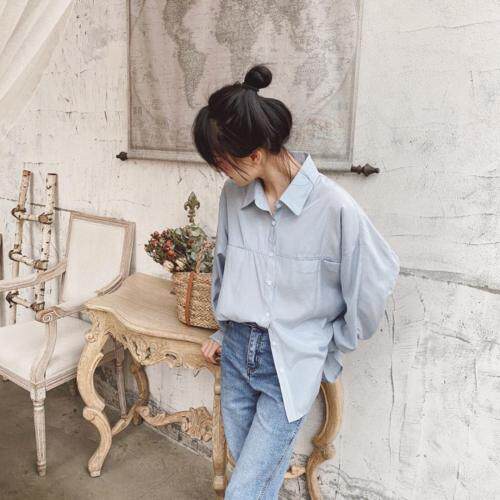 【现货】2021春装新款简约休闲廓形感女衬衫，女装衬衫，法贝萱