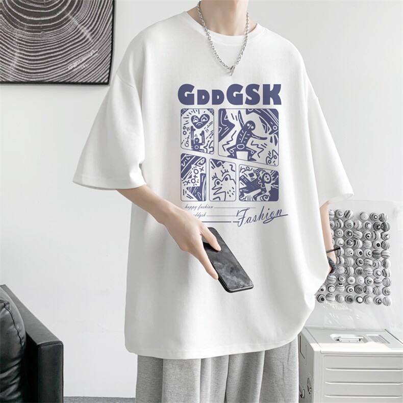 已注册/夏季新款内景高街嘻哈短袖T恤男潮流宽松打底DT00141/P25图片