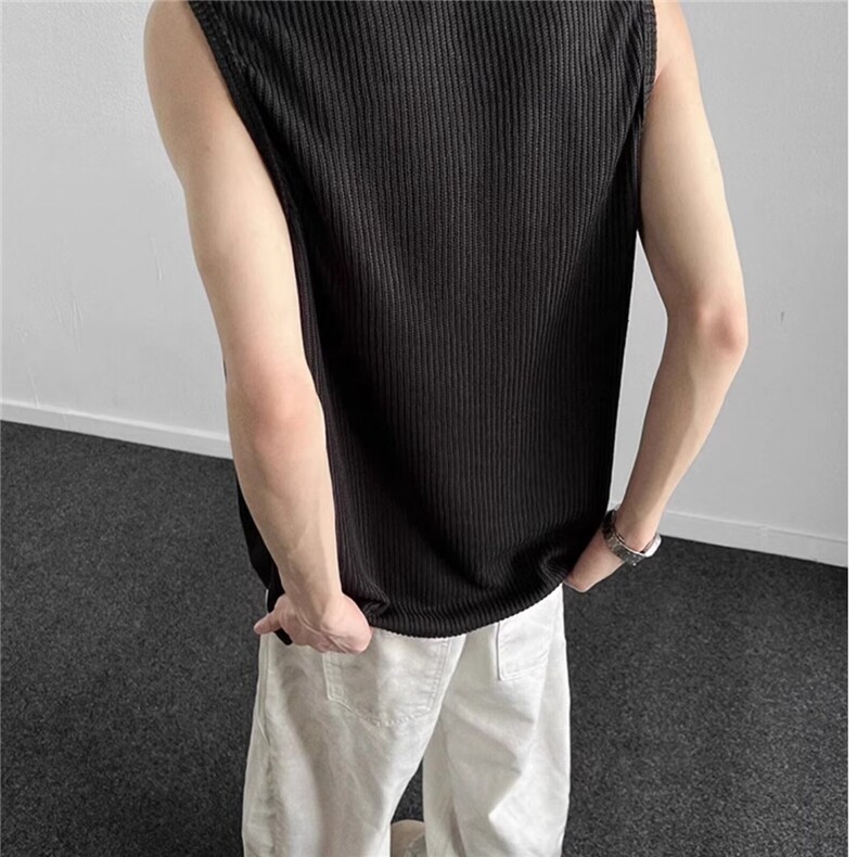深灰色提花肌理感背心男款夏季薄款速干无袖T恤痞帅坎肩汗衫BTX68,男装背心/马甲,星座208-5