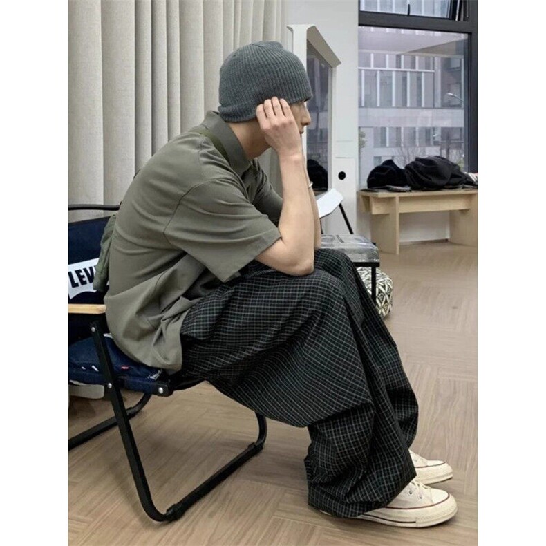 2024宽松休闲男韩版潮流百搭裤子夏季薄款坠感阔腿拖地长裤K56p45图片
