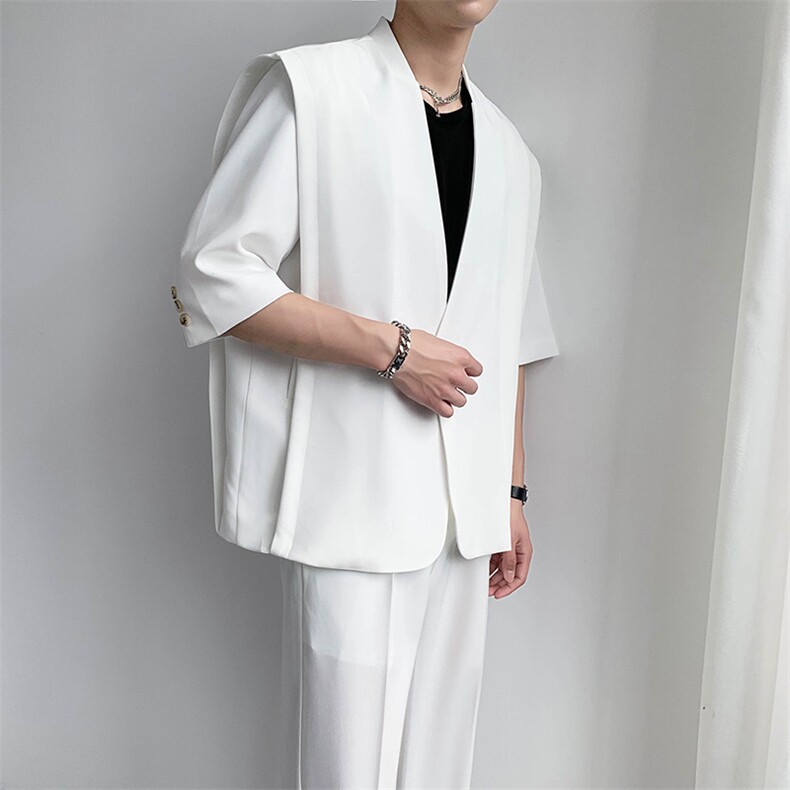 宽松西装套装男帅气宽松西服两件套纯色休闲礼服,男装西服,星座406