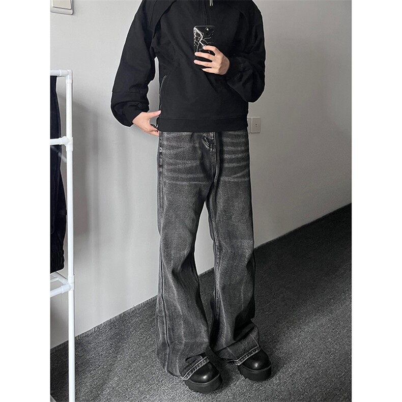 B221美式ins高街暗黑重工艺宽松微喇牛仔裤LK23128-P60控78,男装牛仔裤,电商B221