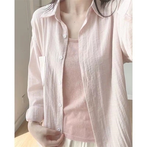 TC611-P45新款温柔风小众长袖轻薄防晒衬衫女夏韩版宽松上衣图片