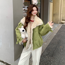 新款数据好韩系绿色小个子皮毛一体外套2C277-9521-P210-K318，女装皮草，2C277