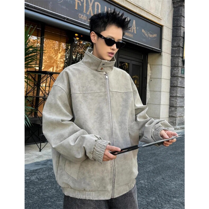 春季抖音得物品质扎染PU皮衣立领雾面皮夹克外套男6153-TP43,男装夹克,星座207