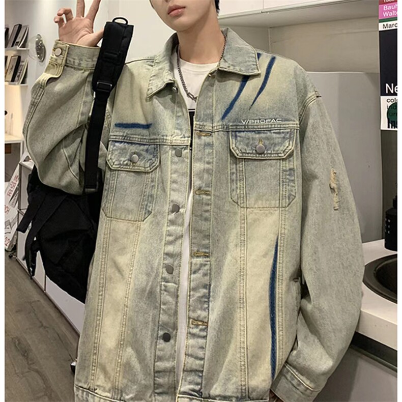1506-1/JJ041/P60春季新款美式潮牌复古做旧水洗牛仔夹克男士百搭,男装夹克,星座1506-1