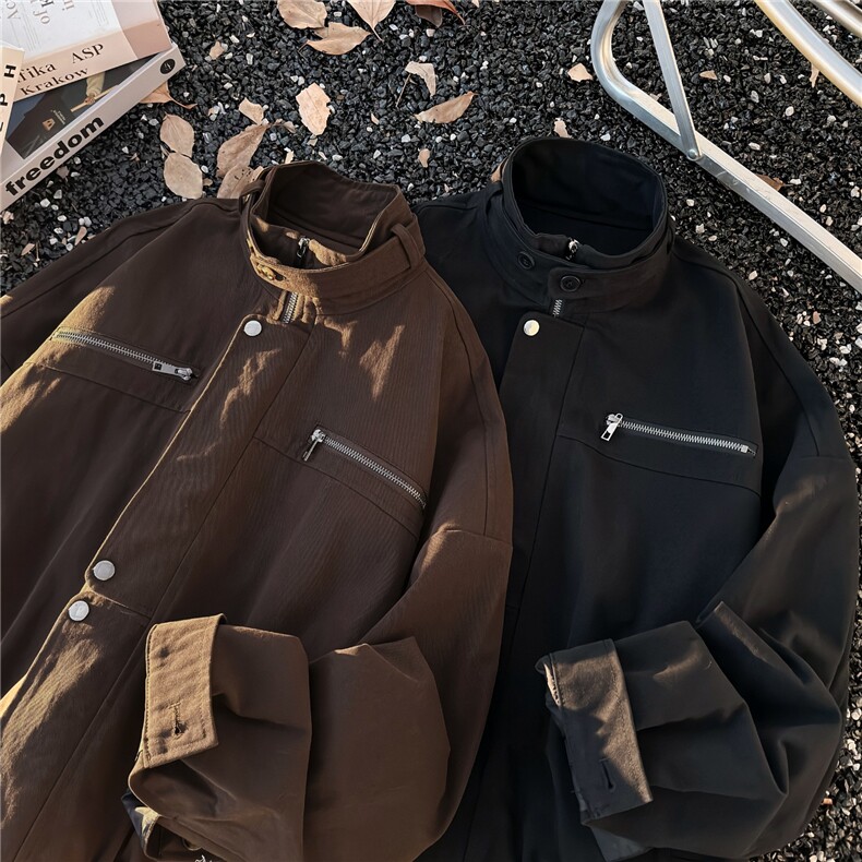 美式工装夹克男女秋季覆古百搭潮外套vibe宽松休闲上衣W6865-P75,男装夹克,星座412-3