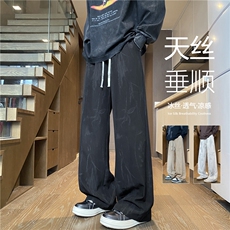 抖音品质夏季新款新中式冰丝宽松休闲裤B315-K25688-特p30控58，男装休闲裤，电商B315