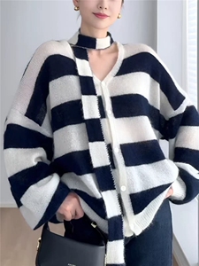 2025年秋季7针加厚V领开衫--送飘带，女装针织衫/毛衣，美够羊绒