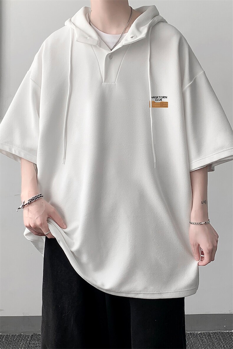 LD54350-P45NASA连帽短袖t恤男大码胖子带帽五分袖中袖,男装T恤,电商A040