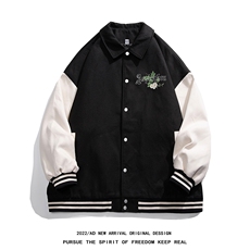白底22秋季西海岸嘻哈潮流翻领棒球服夹克外套G605P85控108，男装夹克，电商A247-1