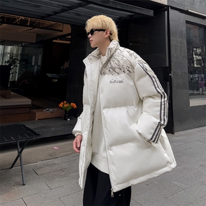 PU皮棉服冬季宽松港风棉衣立领冬装棉袄外套男MY249-特P105控168图片