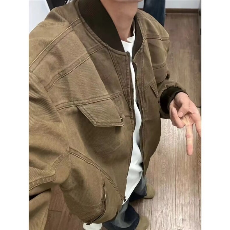 欧美复古多拉链设计哈灵顿外套男女秋季高街百搭飞行员棒球领夹克,男装夹克,星座506A