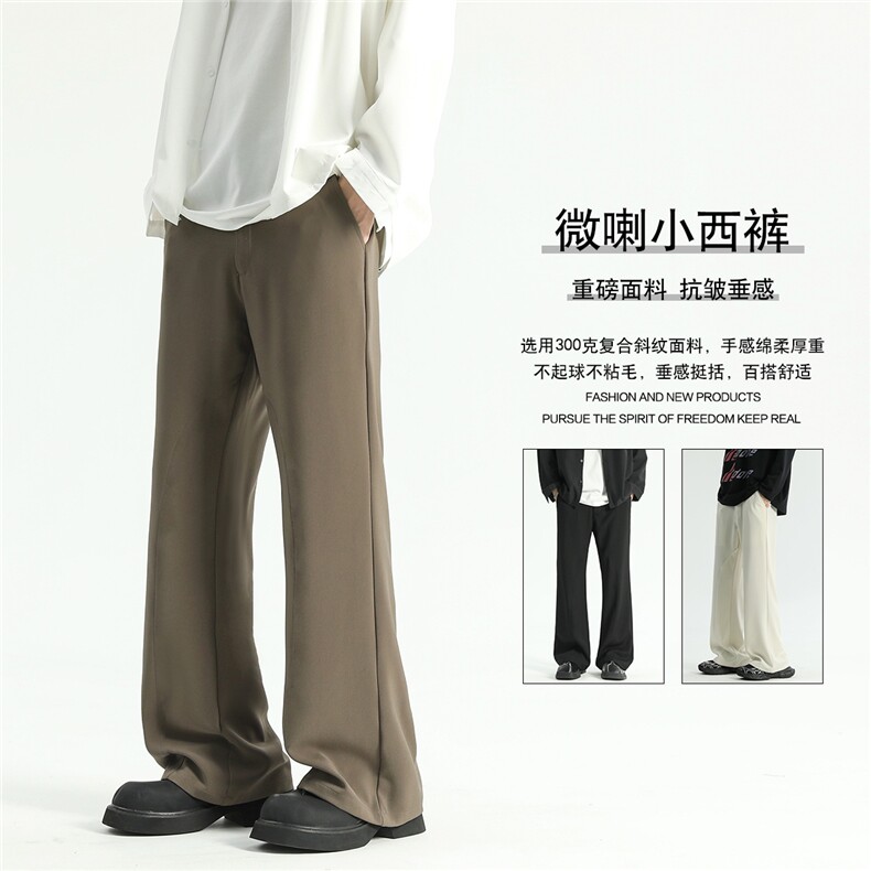 2025秋冬加厚cleanfit半松紧微喇叭高街小西裤K3345-P45图片