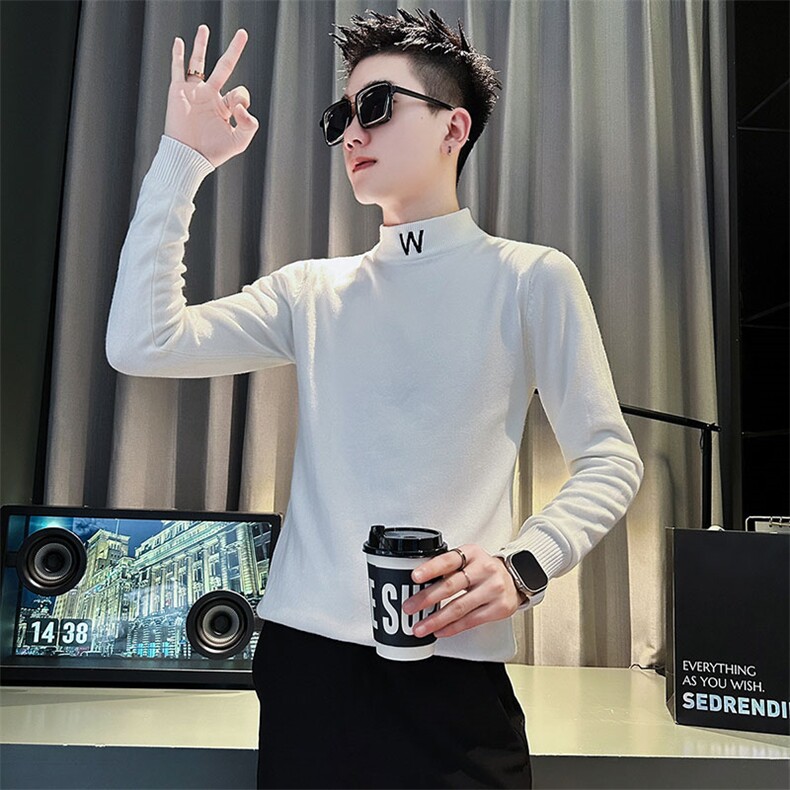 MY171-特P38控58社会小伙毛衣打底男针织衫线衣黑色,男装针织衫/毛衣,电商A343
