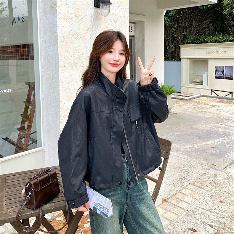 主推现货2026春季立领皮衣C022-9147-P160-K238,女装皮衣,2C022