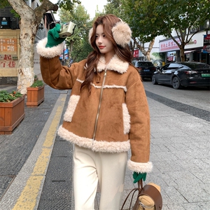 高级感甜美鹿皮绒羊羔毛加厚外套 2B138-811-P220K330图片