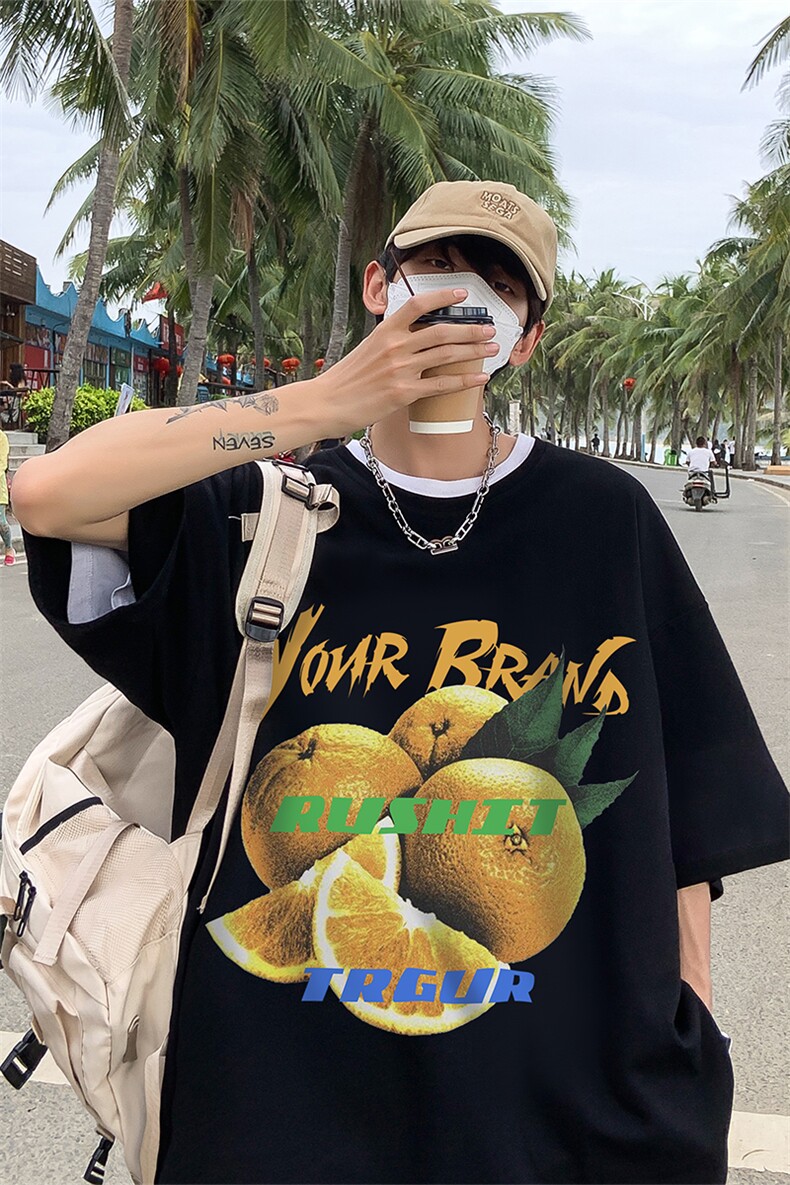 落肩袖重磅短袖t恤夏创意水果印花港风半袖上衣XZ514-2-1295-P28,男装T恤,星座514-2(原B239)