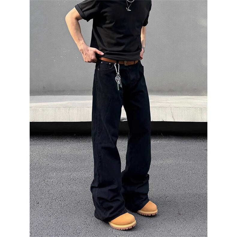 现货网图春季美式黑色基础款复古水洗牛仔裤914-4-N111特P35，男装牛仔裤，星座914-4