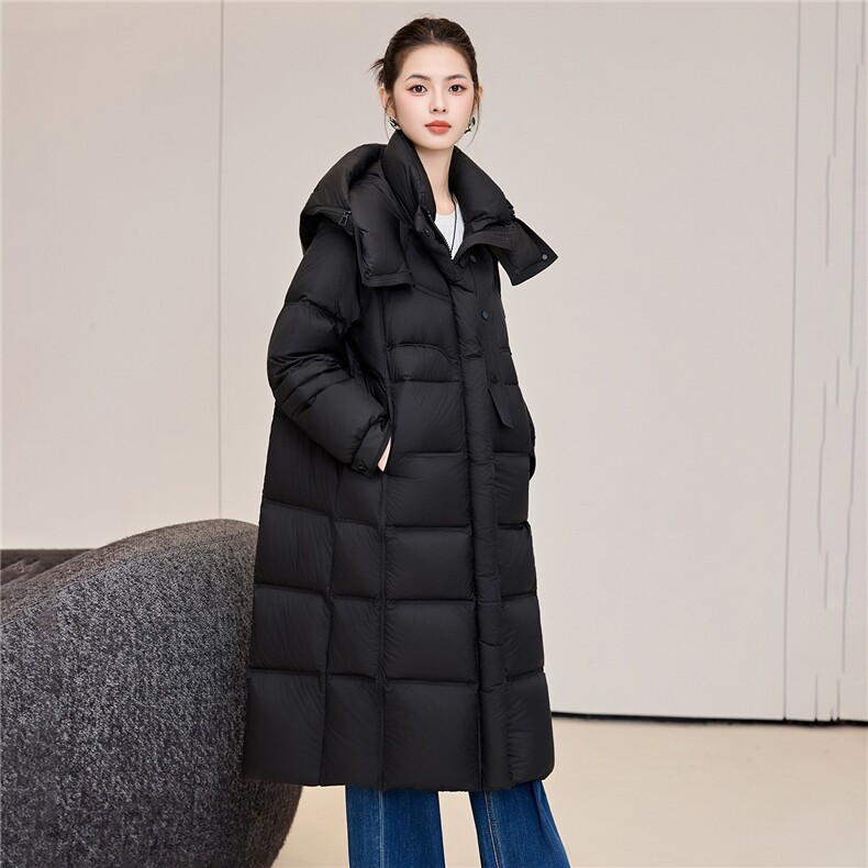 长款棉服女2025新款宽松立领连帽防风冬季棉袄加厚过膝羽绒服,女装羽绒服,阿舍尔精品