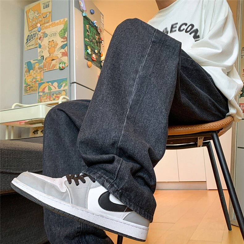 2024新款牛仔裤纯色公版港风运动宽松裤子工装休闲裤男裤N11/P45，男装牛仔裤，星座506