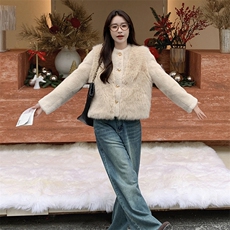 现货2025新款仿皮草外套气质毛绒女外套2C212-G12-P175-K258，女装短外套，2C212