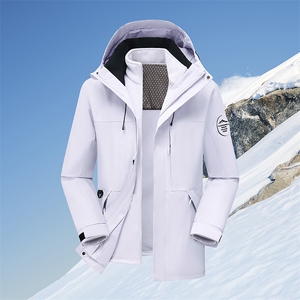 户外连帽男女新款三合一防风防水登山服石墨烯保暖外套H6188-P90图片