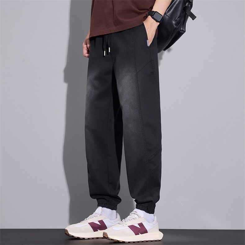美式莱赛尔牛仔男春季复古水洗宽松束脚哈伦运动休闲裤Z2607-P50,男装休闲裤,星座509