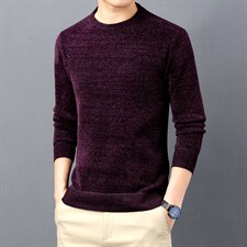 B-N21851冬季新款男士圆领毛衣雪尼尔加绒针织打底衫男装保暖P49,男装针织衫/毛衣,电商B360