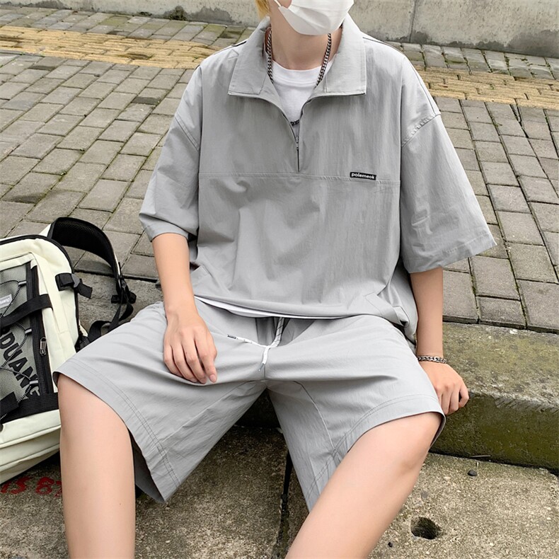 夏季t恤套装男休闲短袖短裤两件套搭配一套衣服帅气TZ033-P55，男装休闲套装，星座308B-1