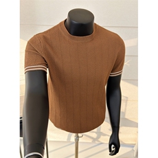 浅灰色圆领针织短袖T恤打底衫K87001-P53，男装T恤，星座1012-1